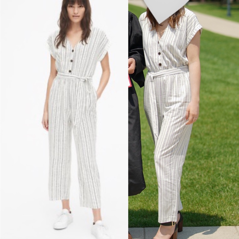 GAP White Jumpsuit with Black patterns and buttons xs